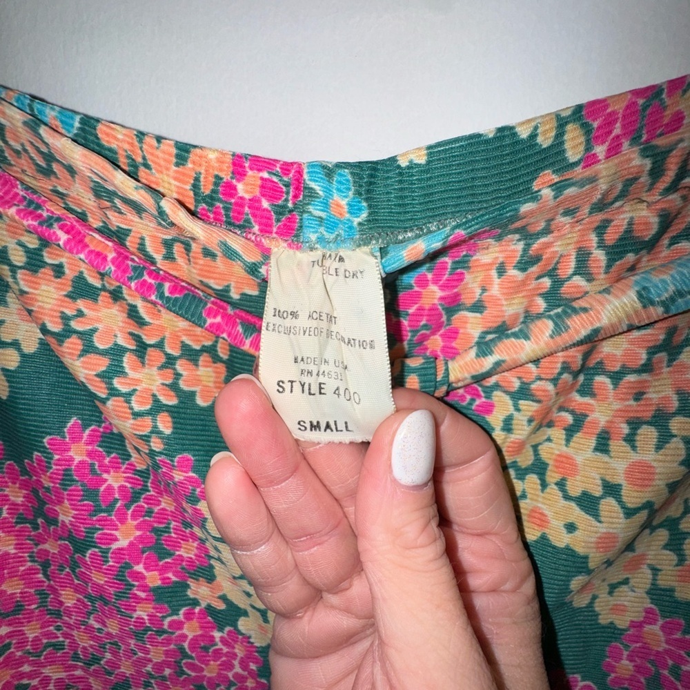 True Vintage Made in USA 1970s Floral Wide-Leg Flare Pants - Picture 10 of 10